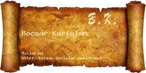 Becsár Koriolán névjegykártya