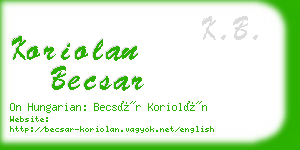 koriolan becsar business card